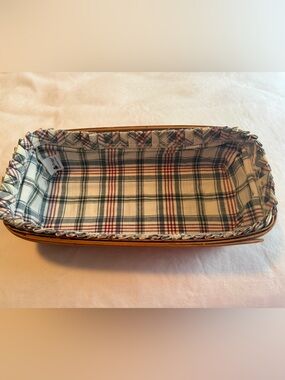 Longaberger bread basket with plaid liner